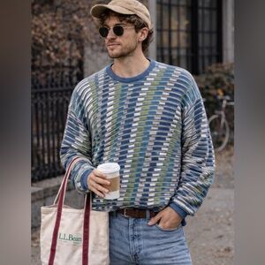 Tundra Multicolor Patterned Knit Sweater | 90s Coogi Vibes